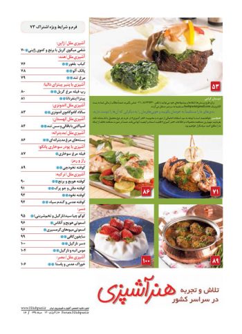 فهرست مجله هنر آشپزی 130