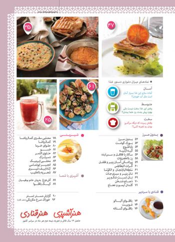 فهرست مجله هنر آشپزی 140