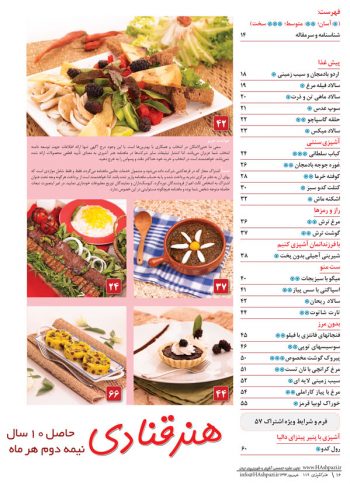 فهرست مجله هنر آشپزی 119