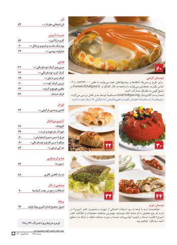 فهرست مجله هنر آشپزی 68