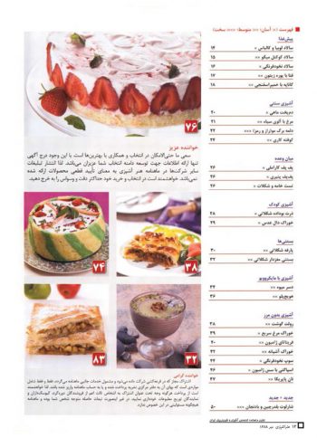 فهرست مجله هنر آشپزی 57