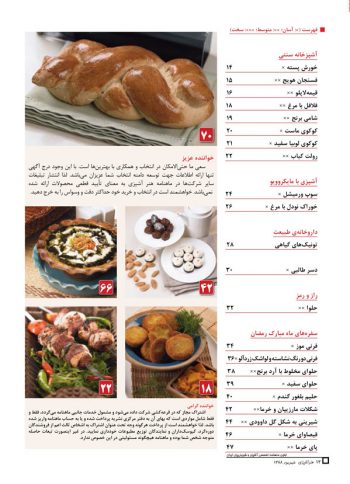 فهرست مجله هنر آشپزی 59