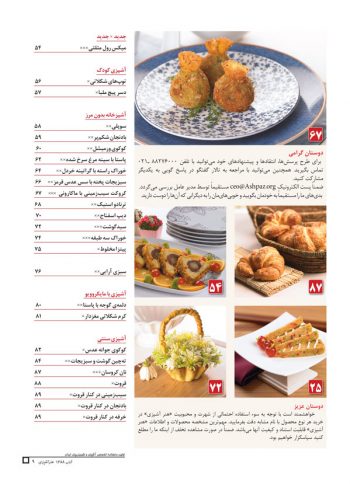 فهرست مجله هنر آشپزی 61