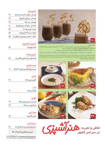 فهرست مجله هنر آشپزی 115
