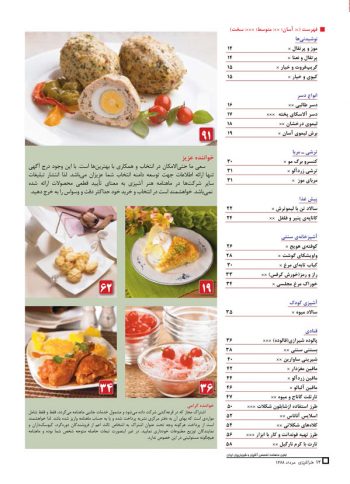 فهرست مجله هنر آشپزی 58