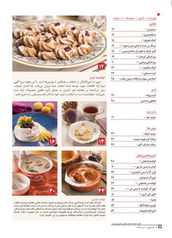 فهرست مجله هنر آشپزی 61
